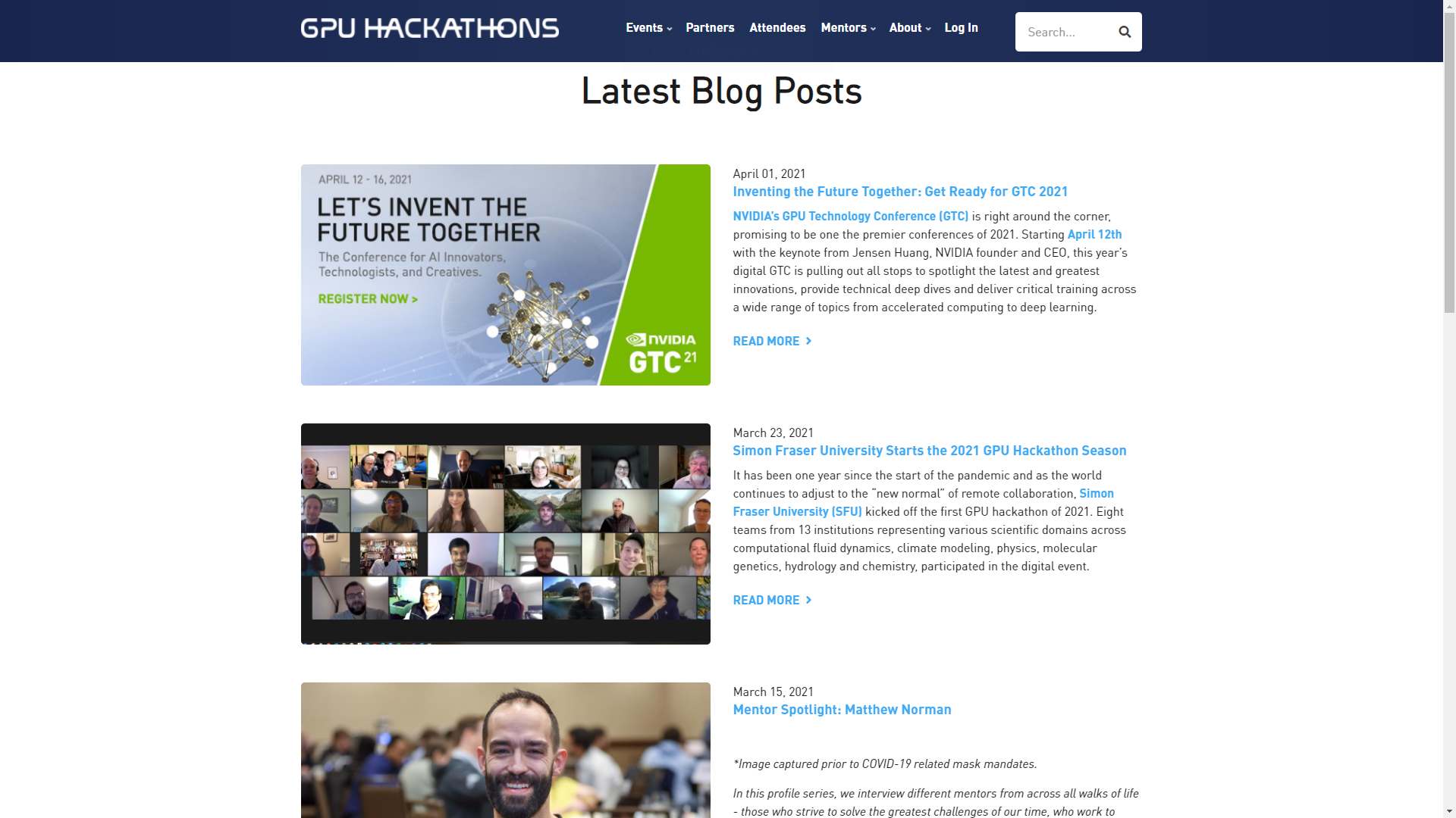 Nvidia/OpenACC GPU Hackathons Blog Listing Page