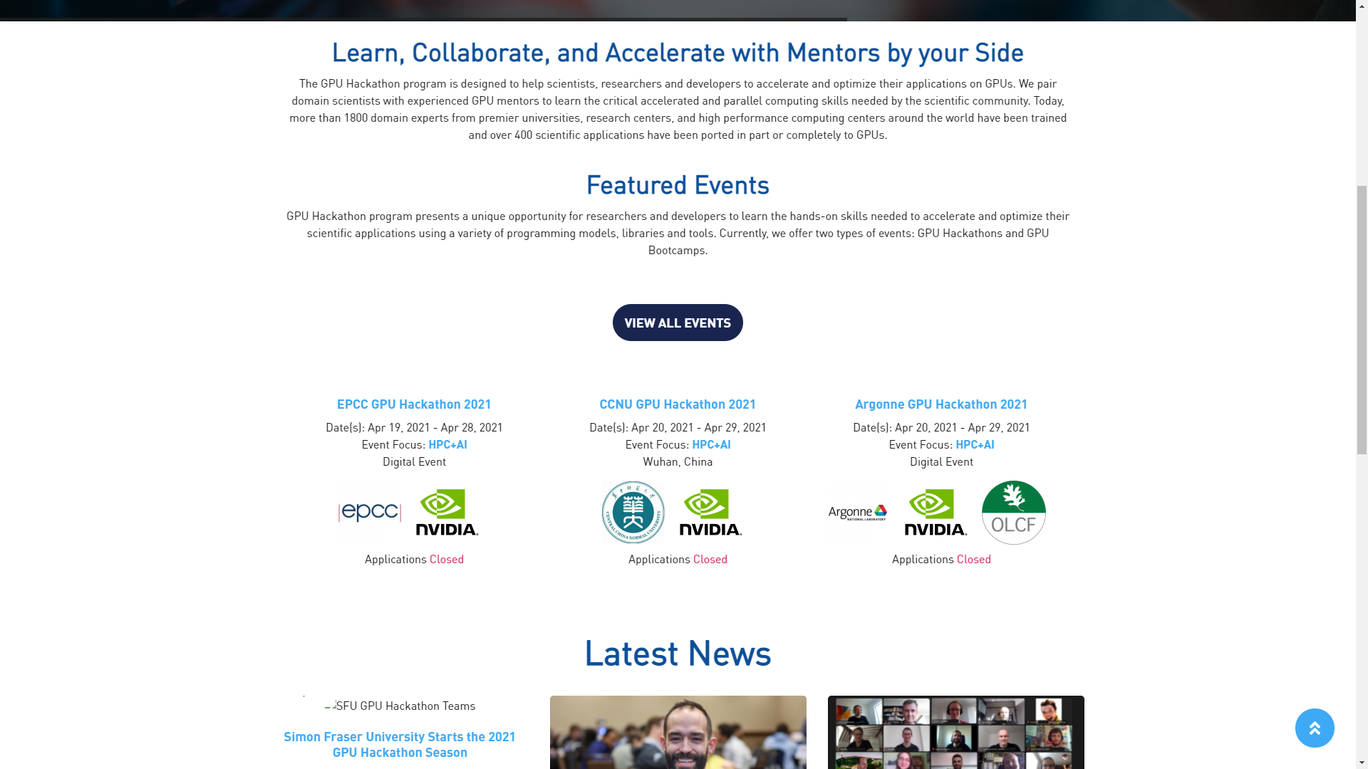 Nvidia/OpenACC GPU Hackathons Homepage middle